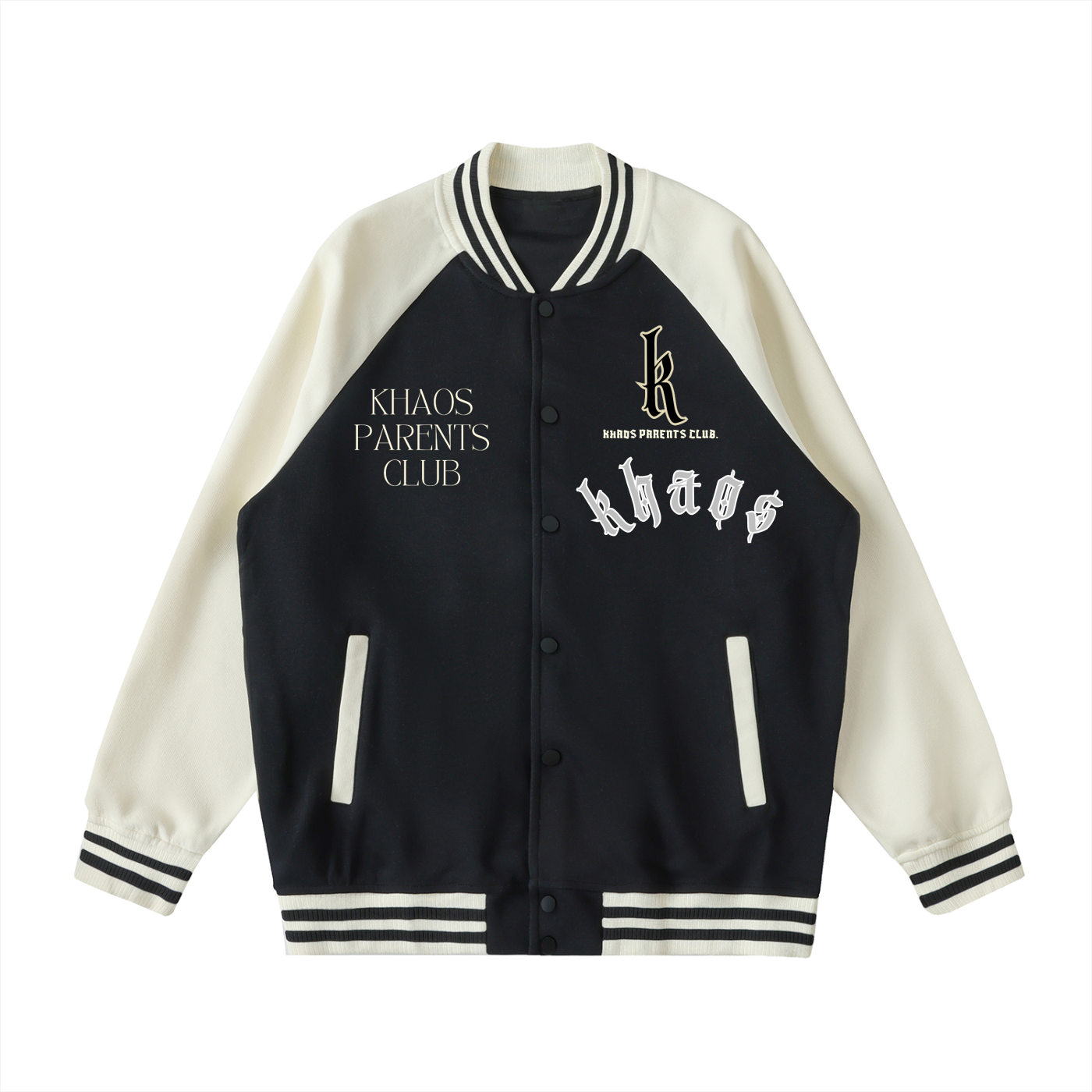 Two Tone Raglan Sleeve Varsity Jacket