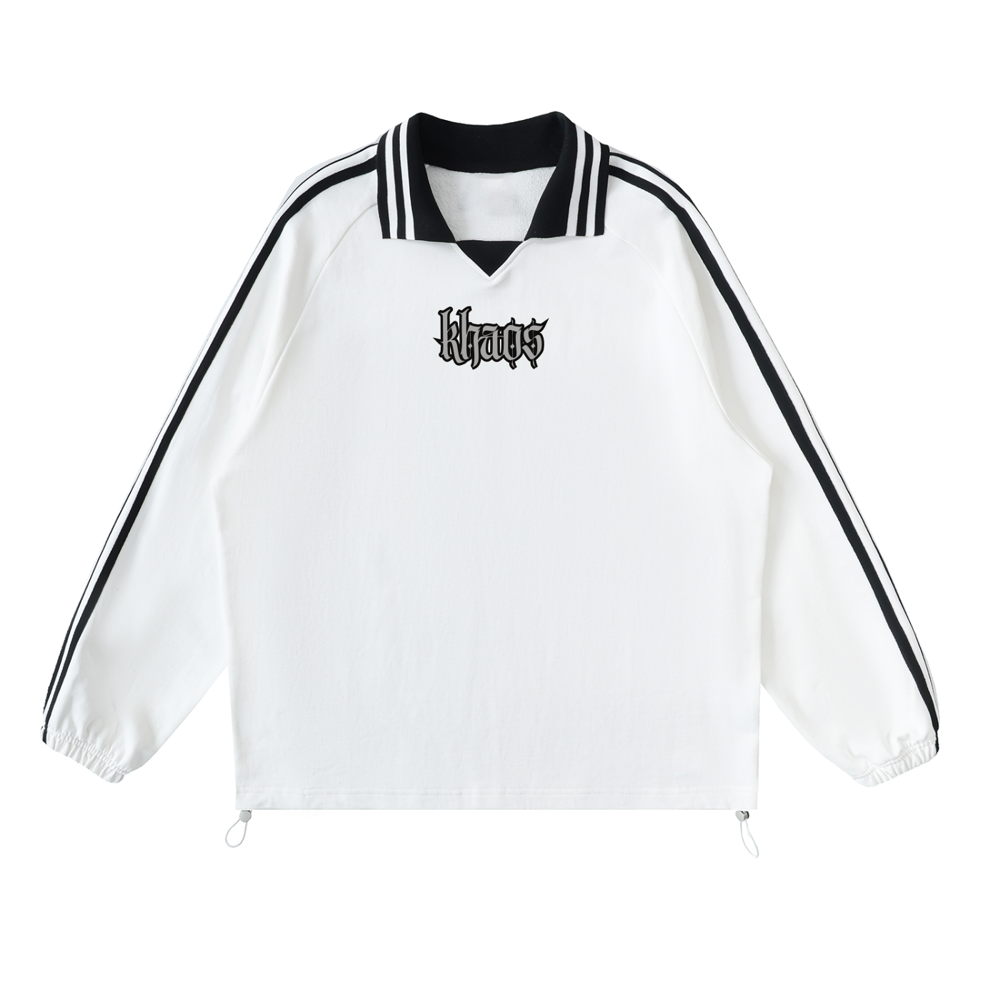 Contrast Striped Lapel Collar Sweatshirt