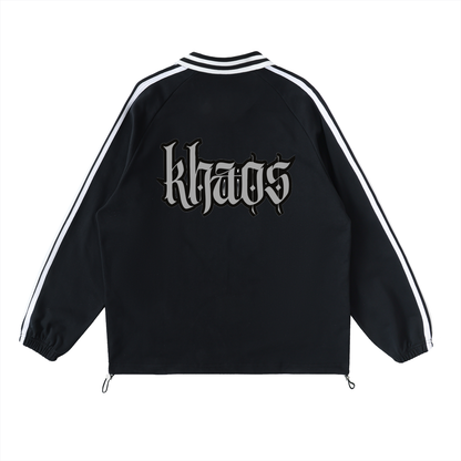 Contrast Striped Lapel Collar Sweatshirt