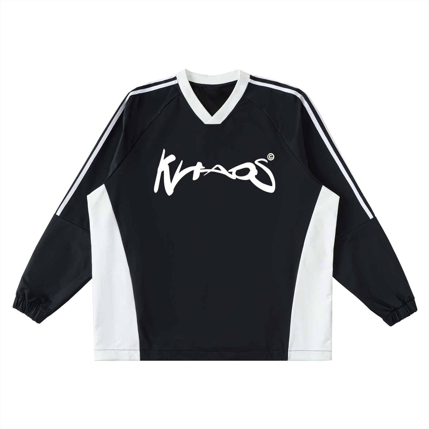 Color-Block V-Neck Long-Sleeve T-Shirt