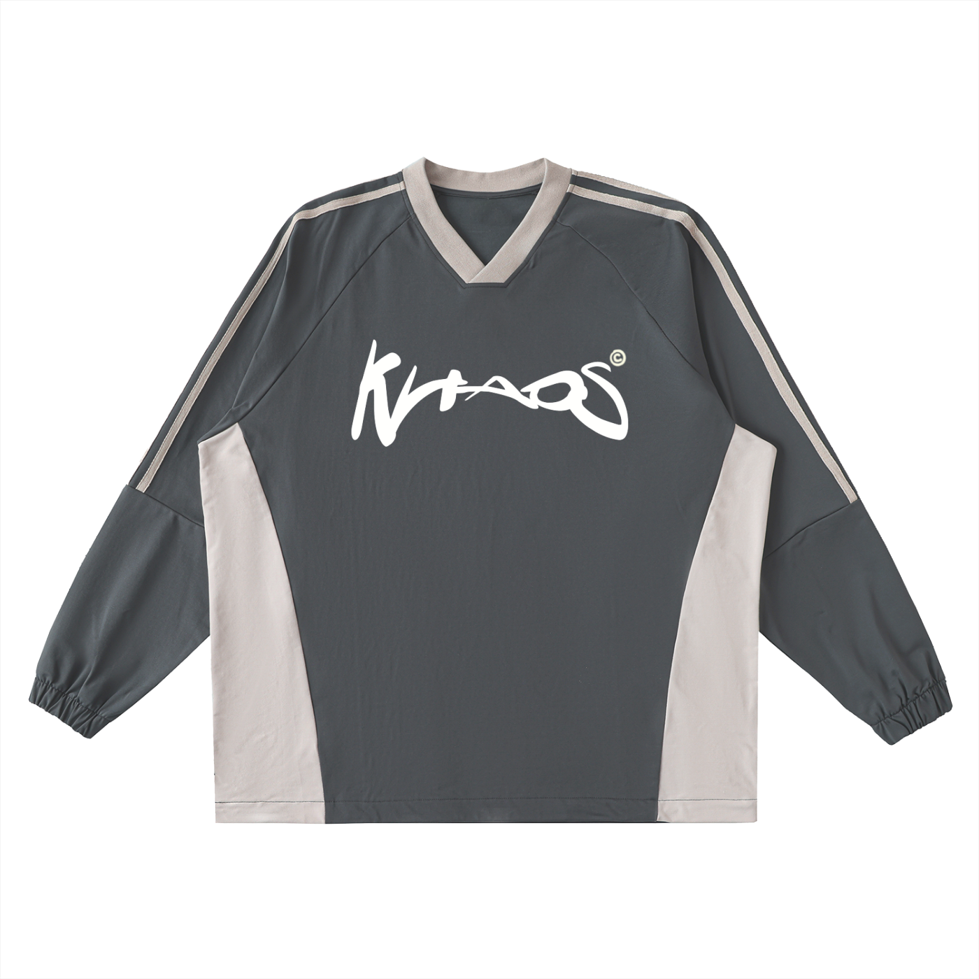 Color-Block V-Neck Long-Sleeve T-Shirt