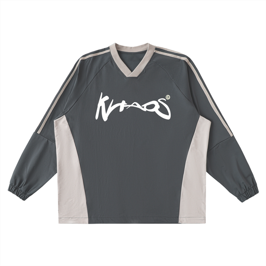 Color-Block V-Neck Long-Sleeve T-Shirt